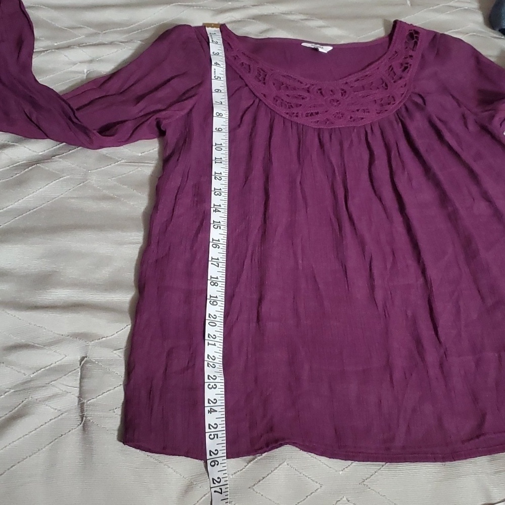 Sonoma Women's Purple Long Sleeve Embroidered Neckline Tunic Size Small - Picture 9 of 10